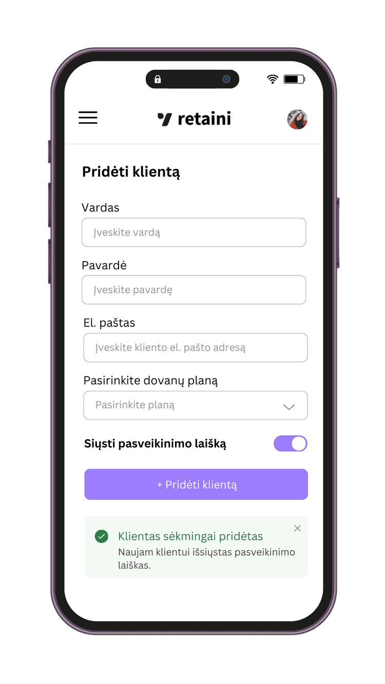 Kliento pridėjimas