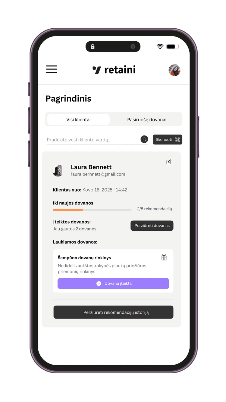 Sugrįžta lojalus klientas